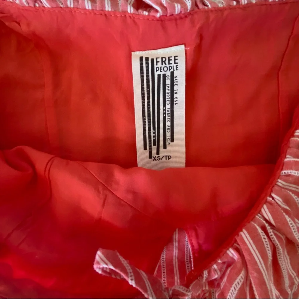 Free People Young Love Coral Striped Crop Top XS